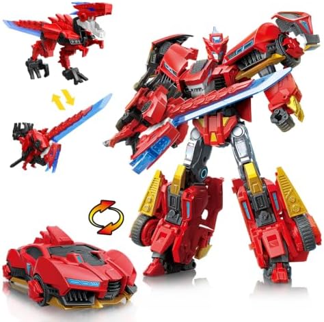 QUANTUM HEROES DINOSTER 2-in-1 Blaze Bolt – Roboter & Fahrzeug, 5+ | 2-in-1 Roboter wird zum Fahrzeug. 21cm, 30+ Gelenke. Schwert wird zum Mini-Dino. Keine Batterien. Ab 5