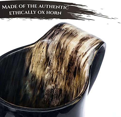 Thor Horn Viking Drinking Horn Mug, 15-20 Oz Natural Ox Horn Cup & Cofee Stein | Cool Unique Gift For Men And Women, Home Decor Accessories | Shot Glasses For Beer, Ale, Mead, Whiskey #TOP1