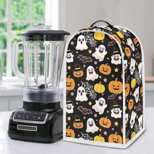 Image of Bat Ghost Pumpkin Blender Dust Cover, Anti Fingerprint Polyester Stand Mixer or Coffee Maker Appliance Protector, Halloween Machine Washable Blender Cover for Kitchen Appliance