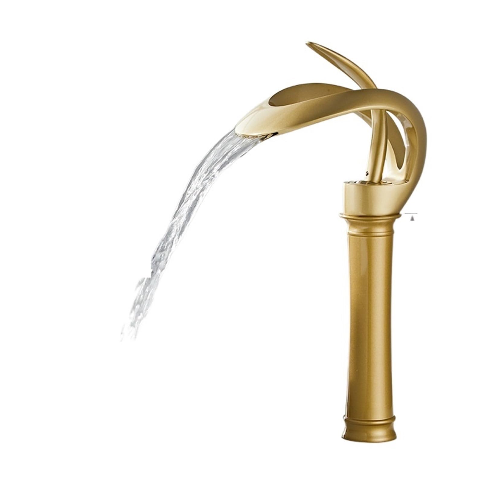 Gqnblvhzupdm Frosted Gold B Kitchen Faucets, Creative Single Hole Waterfall Style Washbasin Faucet, Hot And Cold Bathroom Cabinet, All Copper Household(Frosted Gold B)