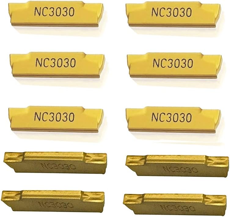 GBJ MGMN200-G 10pcs Tin Coated Carbide Grooving Inserts 2mm Wide Grooving Carbide Inserts Lathe Cutters for MGEHR/MGIVR Lathe Grooving Cut-Off Tool