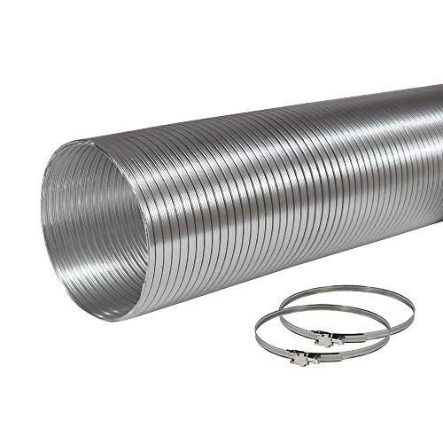 EASYTEC® Aluflexrohr Ø 150 mm / 152 mm Länge 3 Meter mit 2 Schellen Cover
