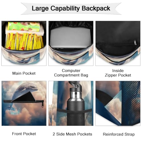Sac à dos d'école dauphin ergonomique et résistant pour ordinateur - 3
