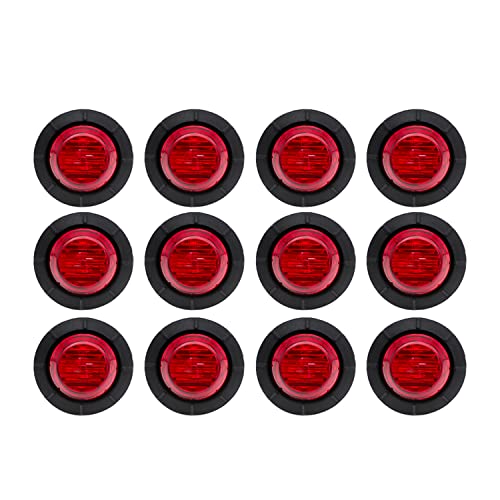 12 Pcs Tmh 1-1/4 Inch Mount Red Lens & Red Led Clearance Markers, Side Marker Lights, Led Marker Lights, Led Side Marker Lights, Led Trailer Marker Lights, Trailer Marker Light #TOP21