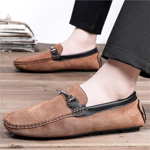 Mens Loafers Shoe Suede Vamp Driving Loafers Stitching Details Comfortable Flexible Slip Resistant Lightweight Flat Heel Prom Wedding Slip-on2