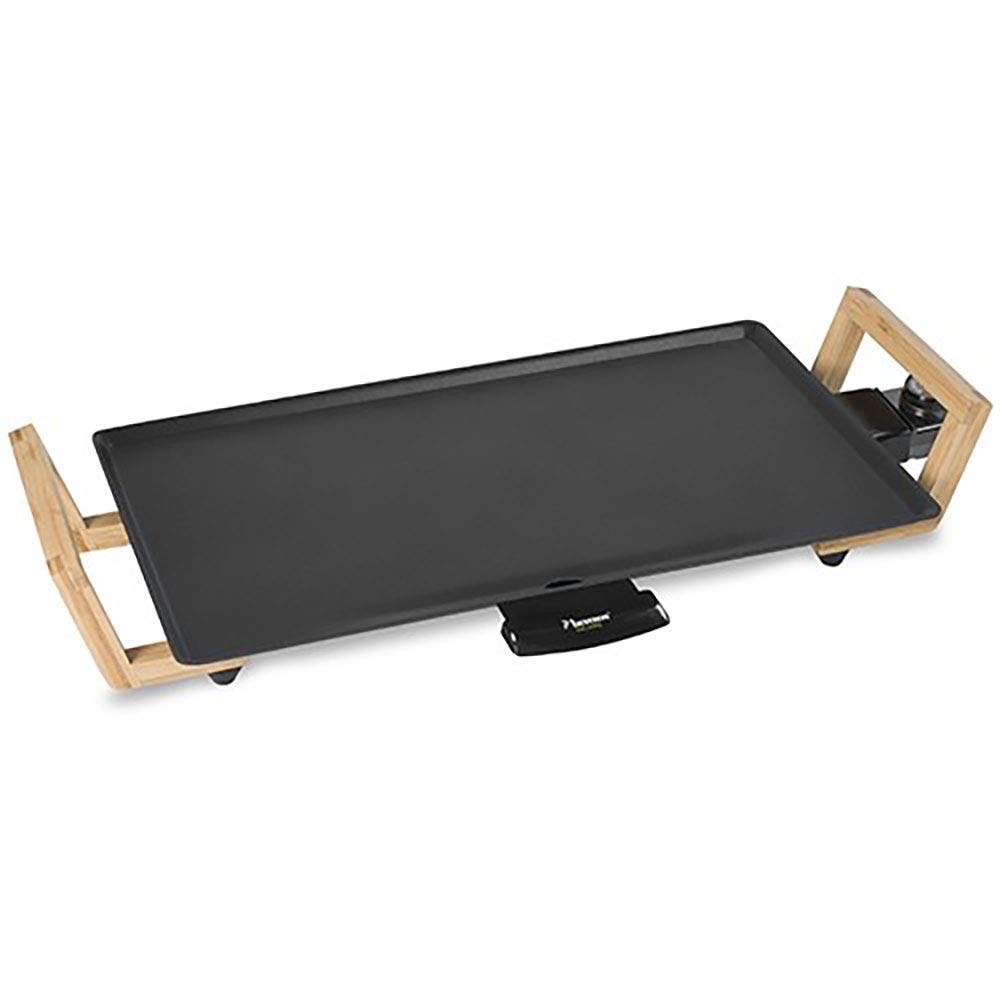 Bestron elektrischer Tischgrill, Plancha-/Teppanyaki-Grillplatte mit Antihaftbeschichtung, Grillspaß für bis zu 4 Personen, 2.000 Watt, Farbe; Schwarz, L
