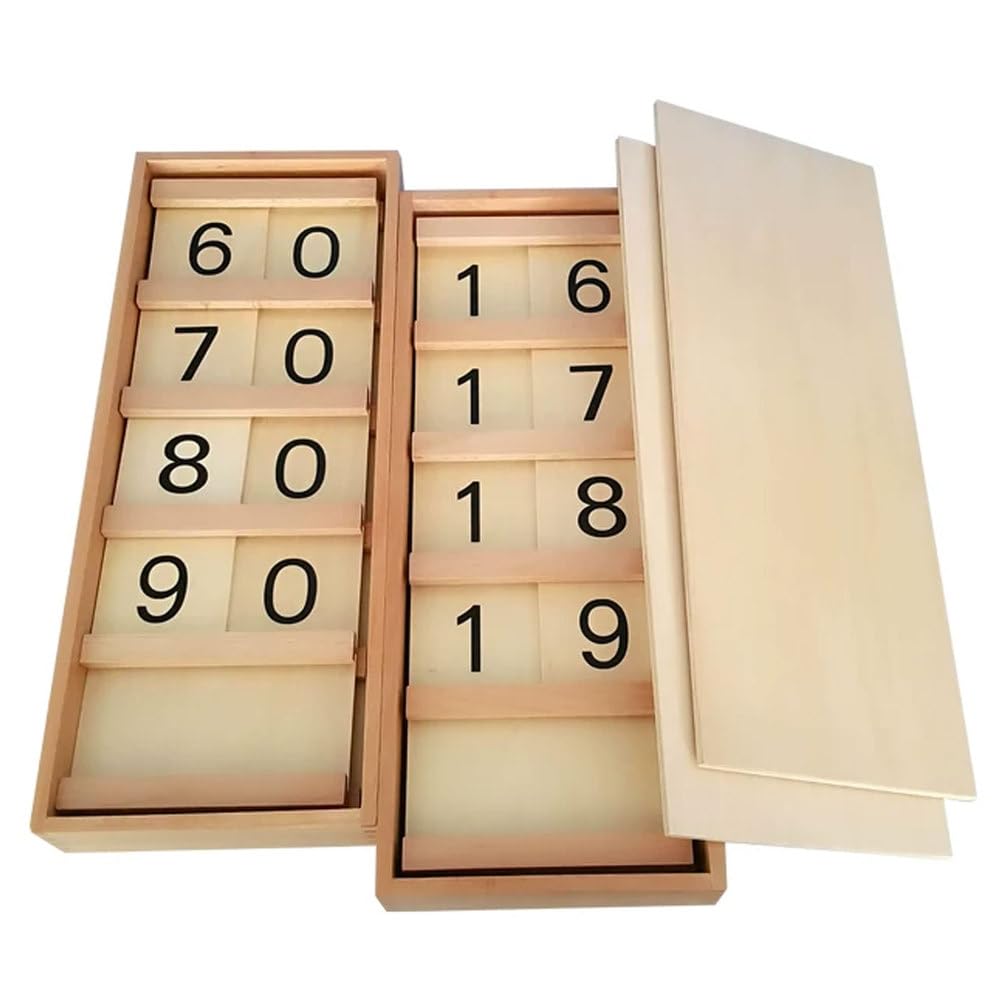 Giocattolo educativo Montessori Tavole Numeri Legno Ragazzi e Decine | Materiali di matematica, supporto didattico per l'educazione precoce della scuola materna e il riconoscimento dei numeri
