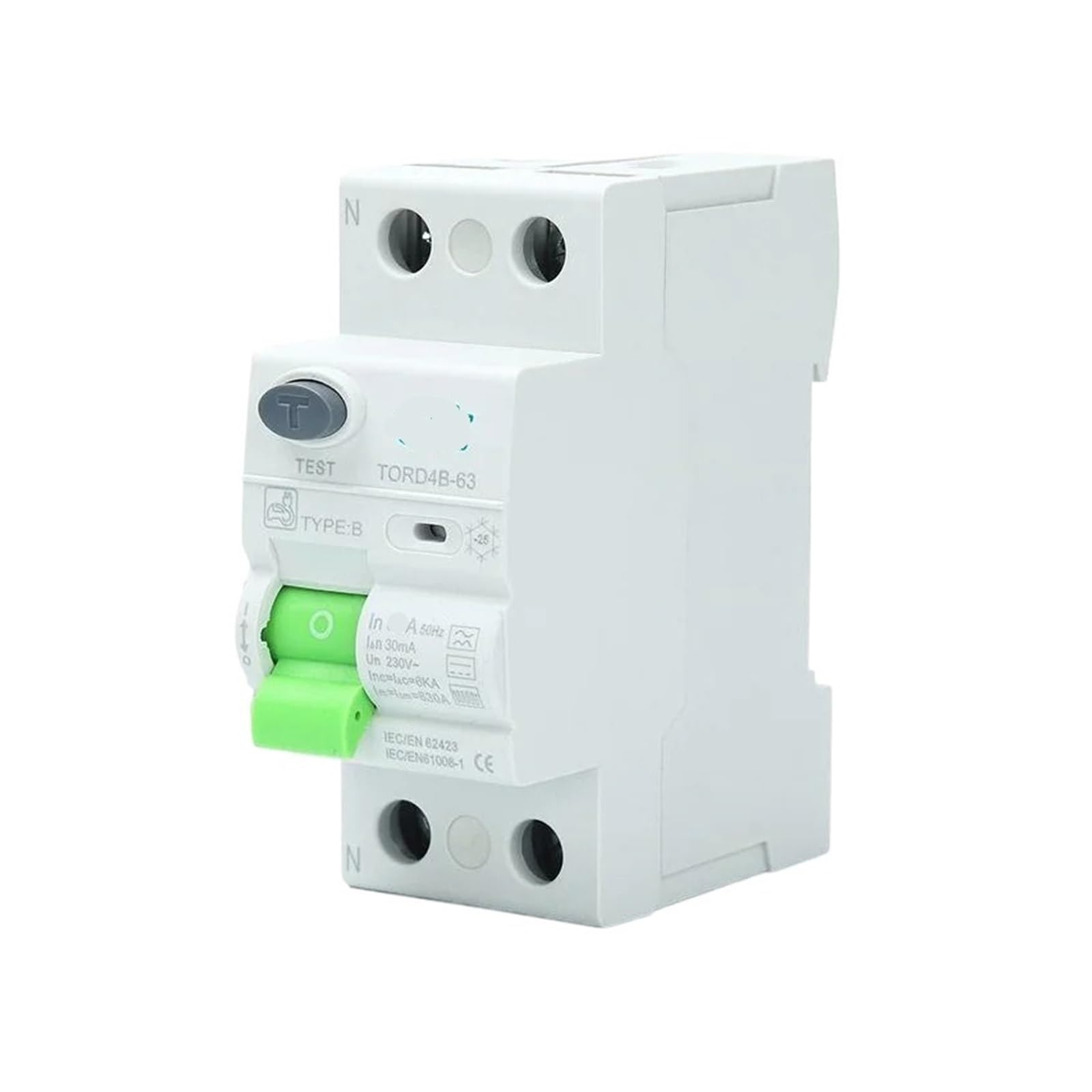 2P DIN-Schienen-Fehlerstrom-Schutzschalter DC 63A 30mA 300mA B Typ 6KA(63a)