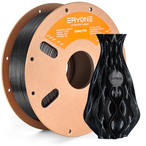 Image of ERYONE Galaxy PLA 3D Printer Filament, Sparkle Glitter PLA, 1.75mm + /-0.03mm, 1kg(2.2LBS) /Spool, Christmas Filament, Galaxy Black