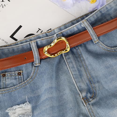 Image of Aurolran Women's Leather Belt with Buckle - Ideal for Dresses, Jeans, and Coats