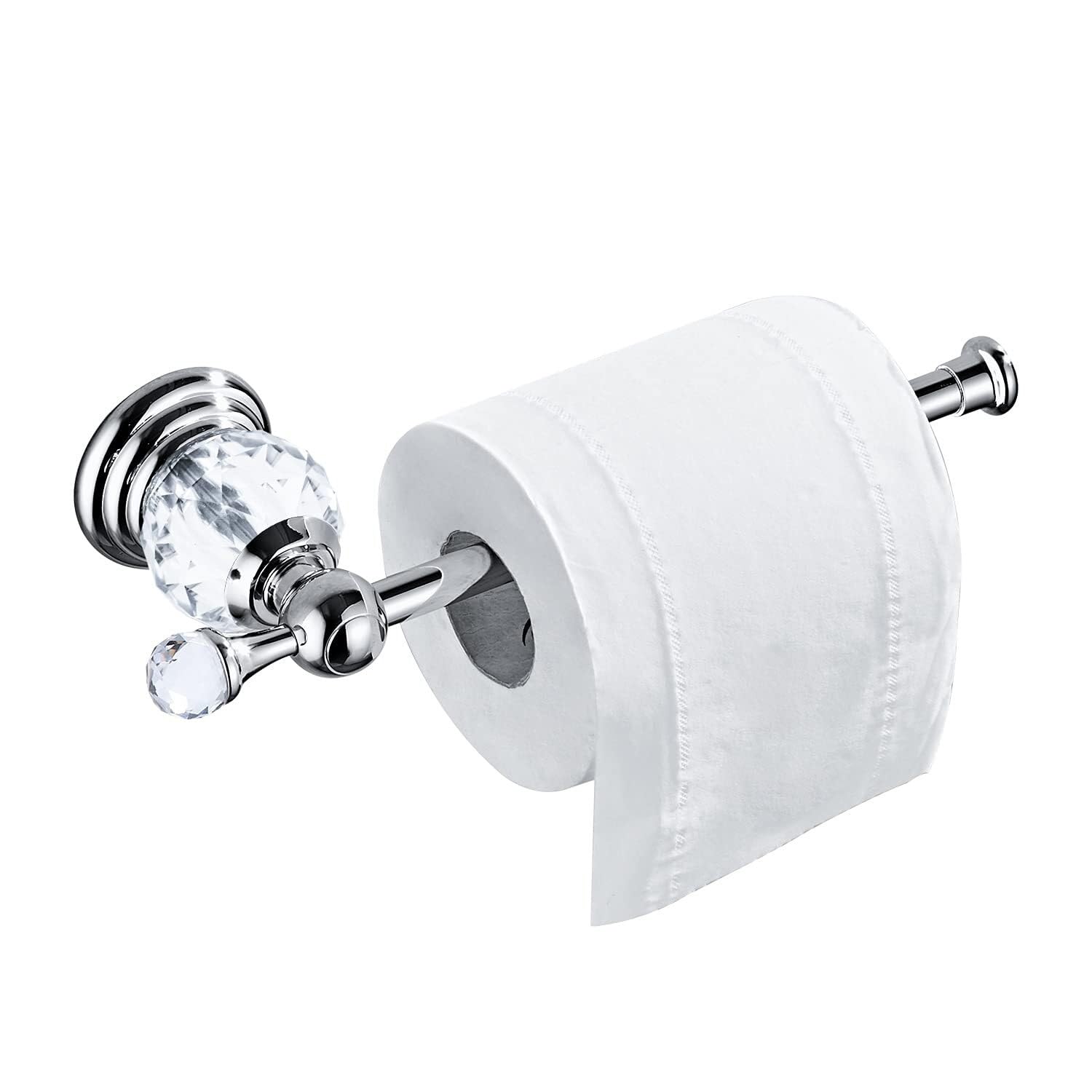 WAVDSYB Chrome Toilet Paper Holder, Crystal Bathroom Tissue Paper Holder Silver Toilet Roll Hanger Wall Mounted(Silver)