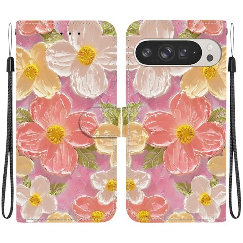 Coque Google Pixel 6 à rabat magnétique en cuir avec imprimé floral printanier