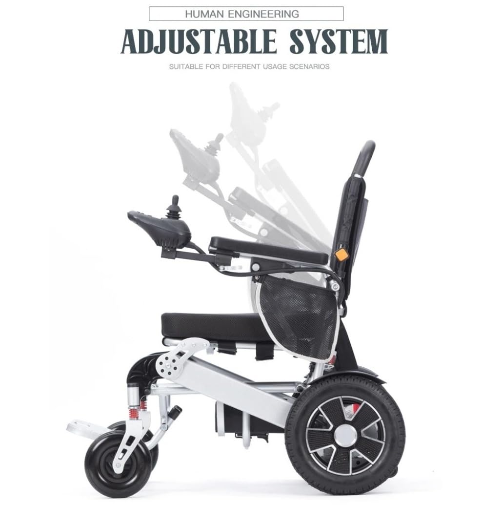 Silla de ruedas eléctrica plegable ligera, hasta 150 kg, plegable automático, ancho del asiento 56 cm, modelo J26R silla de ruedas eléctrica