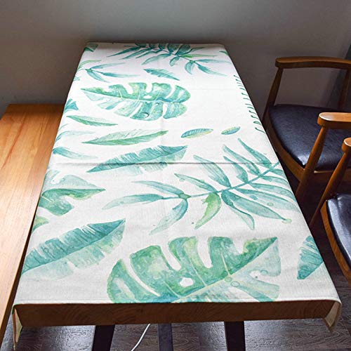 Nappe feuilles tropicaux coton lin anti-poussière pour protéger une table rectangulaire moderne - 3