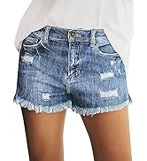 Luvamia Women's Low Waisted Trendy Denim Shorts Casual Summer Raw Hem