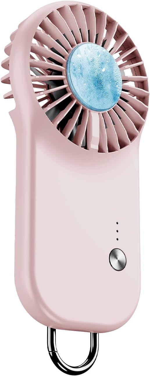 Handheld Mini Fan with Cooling Plate,Small and Powerful, Cute Design 5 Speed,Portable Fan Lightweight USB Rechargeable for Travel Lash Makeup Girl Women Summer Gift Pink