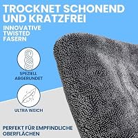 Ivality® Auto Trockentuch Set – 2 Stück - 80x50 cm & 40x40 cm, 1800 GSM Saugstarkes Twisted Mikrofasertücher - Trockentuch für AutoPflege und Motorrad - Fusselfreie & Lack-schonende Microfasertücher – Ansicht 3