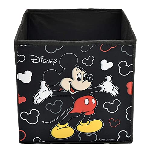 Image of Kuber Industries Disney Mickey Print Foldable Cube Box|Non Woven Storage Box For Clothes|Storage Organizer for Toys, Books, Baby Clothes (Black)
