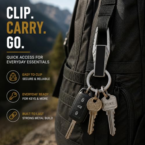 Image of Storite Premium Metal Carabiner Keychain - Heavy Duty Clip Hook Key Holder with Key Ring for Car, Bike & House Keys, Belt Loop Organizer for Men & Women