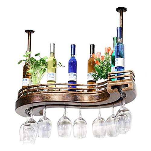 Support à bouteilles de vin suspendu plafond bois bronze 100cm