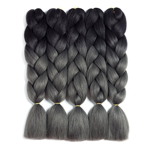 Synthetic Braiding Hair Kanekalon Ombre Braiding Hair Jumbo Braids Synthetic Braiding Hair 5Pcs/Lot Hair Extension for Twist Braiding Hair 24