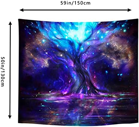 HOLAVIDA Tree of Life Tapestry Fluorescent Luminous Wall Hanging Bedroom Aesthetic for Living Room Dorm(150cm×130cm)