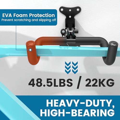 Image of Housolution Bike Wall Mount - [1 Pack] EVA Foam Padded up to 48.5 lbs, Carbon Steel, Valve Mechanism, Heavy-Duty Adjustable Bike Wall Hanger for Road, Mountain and Hybrid Bikes, Garage & Apartment