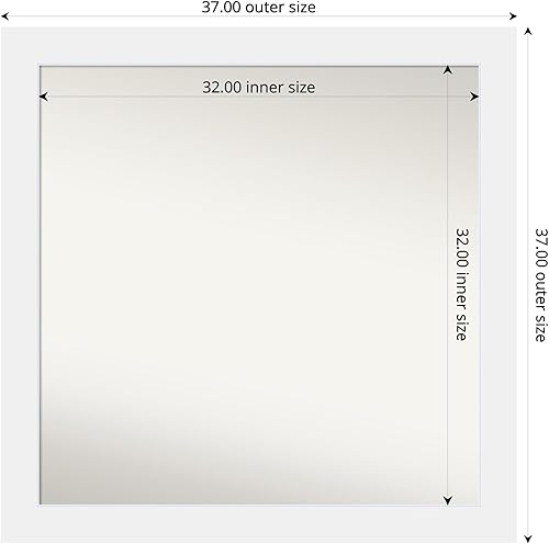 Miniatura 3 de Amanti Art Espejo personalizado, espejo de baño blanco Corvino, espejo de pared o espejo de tocador de baño sobre el fregadero (37 x 37 pulgadas)