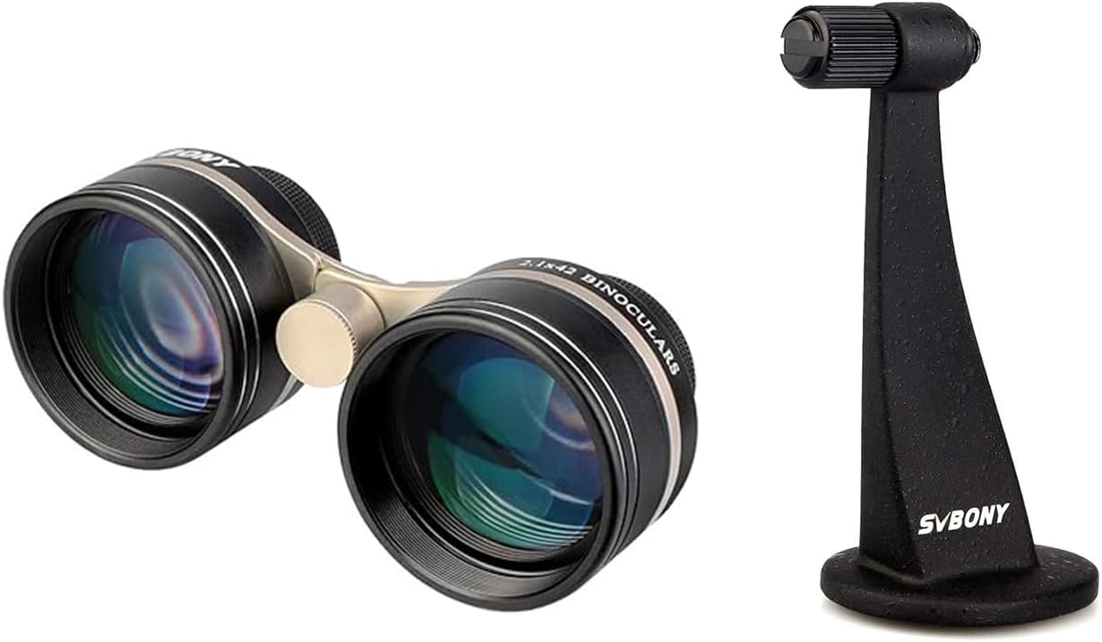 SVBONY SV407 Wide Binocular 2.1x42mm Bundle with Tripod Adapter for Moon Observing