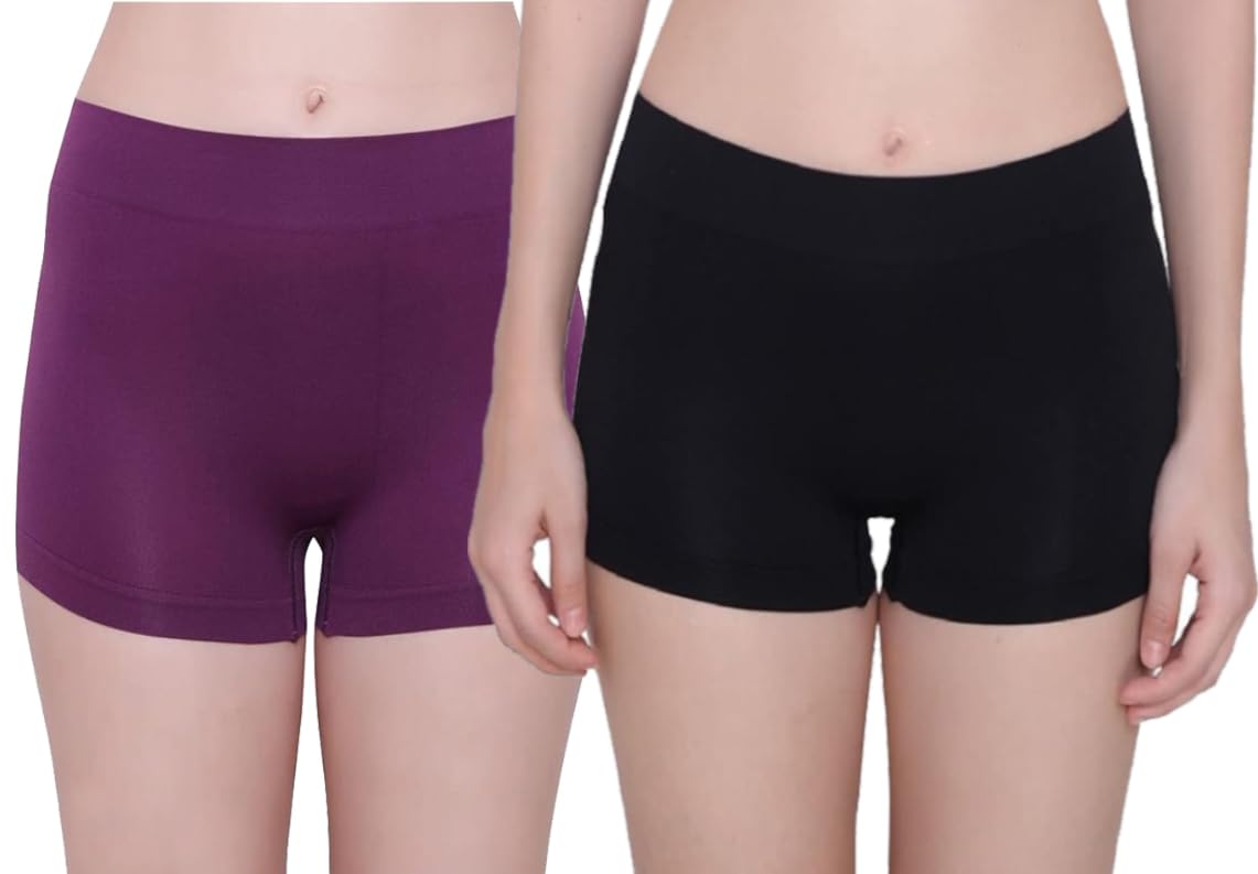 Women's Cotton Seamless Boyshorts (Pack of 2) – Mid-Waist Stretch Boxer Briefs for Yoga, Workout & Daily Comfort – Breathable, No Ride-Up Fit-image-45