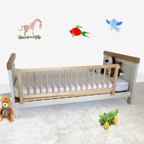 Safetots Sponda in Legno per Letti, Naturale, 38cm di Altezza x 110cm di Larghezza, Sponda Letto per Bambini Sicura, Preassemblata, Installazione Facile