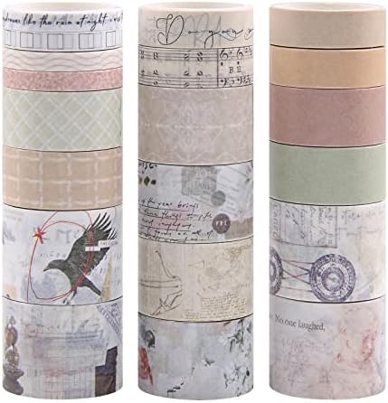 Lychii Washi Tape Set, 20 Rolls Vintage Decorative Masking Tape for DIY, Journals, Daily Planners, Gift Wrapping, Office Party Supplies