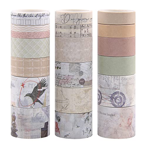 Lychii 20 Rollos Cinta Adhesiva Vintage, Decorativas Washi Tape Set para Scrapbooking, Manualidades, Marcos de Fotos, Bullet Journal y Decorar Regalos Cover