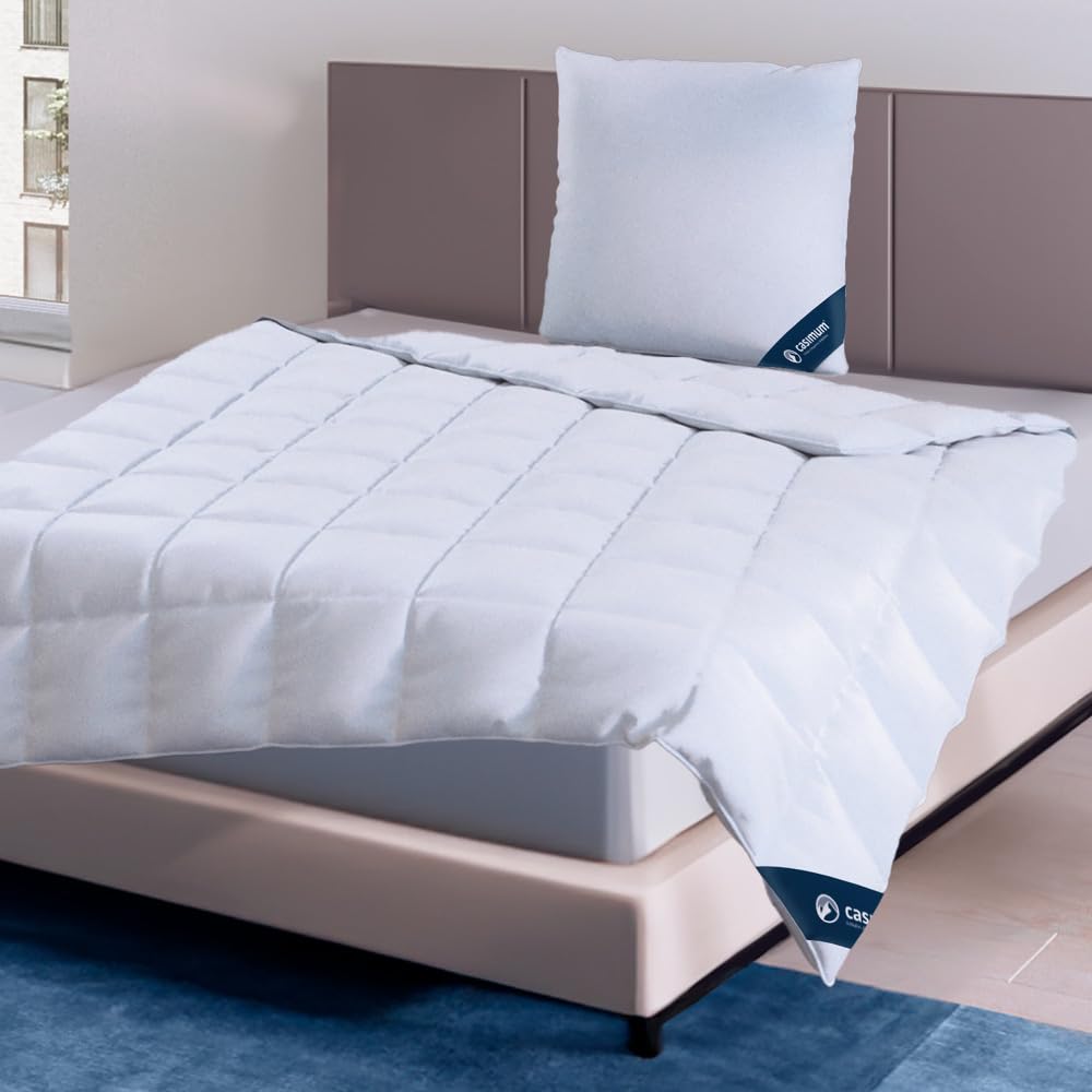 Luxus Sommer Daunendecke extra-leicht | Bettdecke 135 x 200 cm | Füllung: 100% weiße, Neue Daunen | allergikerfreundlich | Made in Germany | weiß