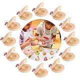 Wooden Percussion Instrument Finger Castanets: 12Pcs Wood Castanets Creative Musical Instrument for