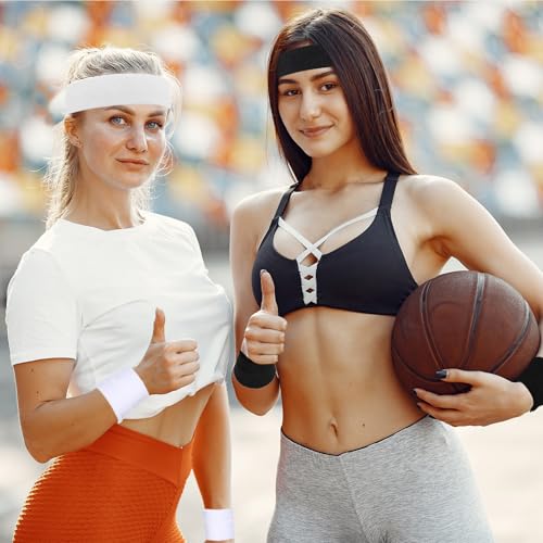 Image of Civaner 12 Pcs 80 90s Neon Sweatbands Soccer Baseball Headbands Wristband Set for Men Women Party Cotton Headbands Terry Cloth Athletic Sweat Bands for Tennis Football Gym Outdoor