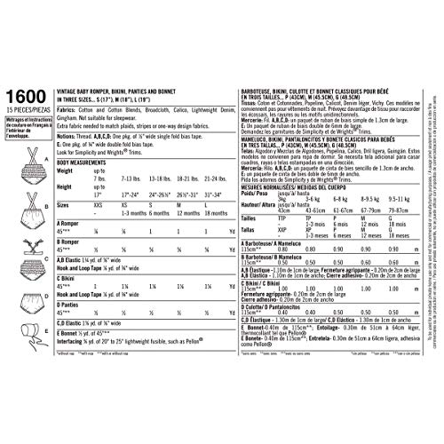 Simplicity 1600 Vintage Baby Romper Sewing Patterns, Sizes Xxs-L #TOP1
