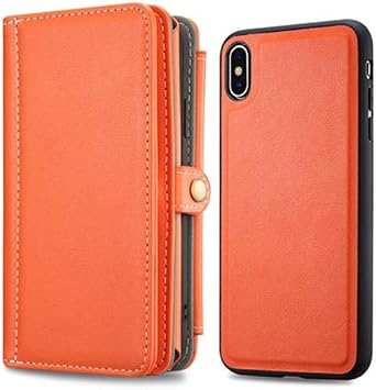 Honeymoon Compatible with iPhone 8 Plus/iPhone 7 Plus Mobile Case,New Multi Card Holders Wallet Mobile Phone Adsorption Protective Cover Compatible for iPhone 8 Plus/iPhone 7 Plus,Orange