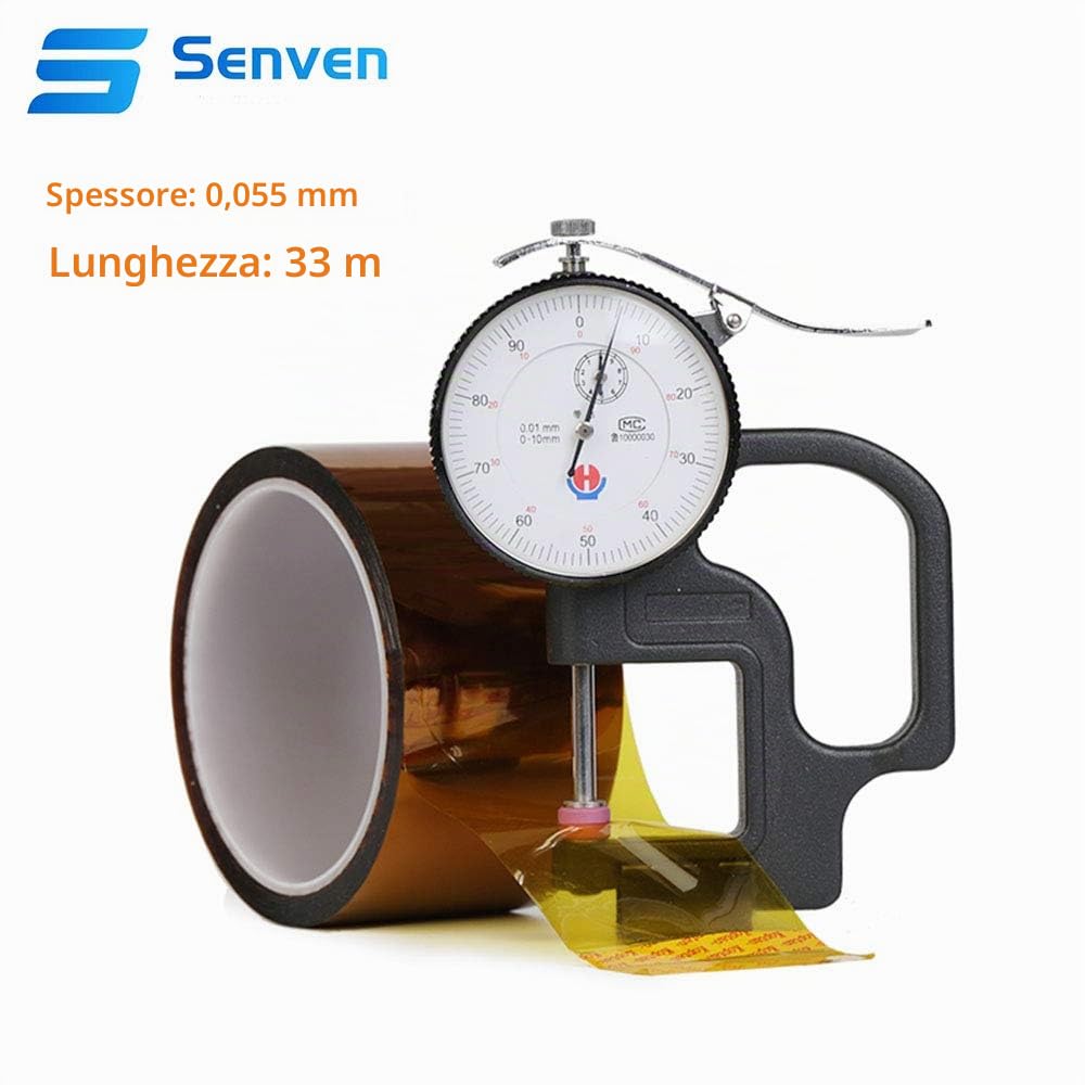 Senven 2 rolls of high-temperature tape, polyimide film tape, Kapton tape, for masking, soldering, powder coating, sublimation, and insulation circuits (33M x 20MM) × 2.