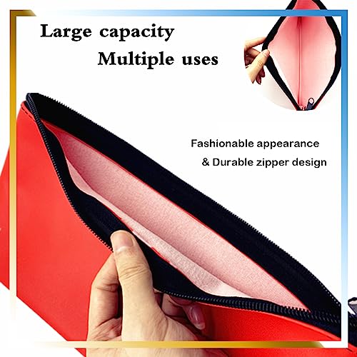 Money Bags With Zipper, 11x6.1 inch Security Deposit Zipper Pouch, Bank Bag, Cash Bag, Check Wallet, Cosmetics, Medicines and Travel Essentials Bags with 7 Zipper Extension Pulls (Black)