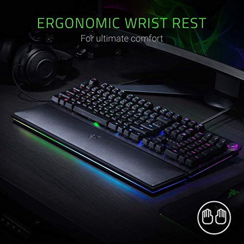 Razer Huntsman Elite Gaming Keyboard: Fast Keyboard Switches - Clicky Optical Switches - Chroma RGB Lighting - Magnetic Plush Wrist Rest - Dedicated Media Keys & Dial - Classic Black - Image 5