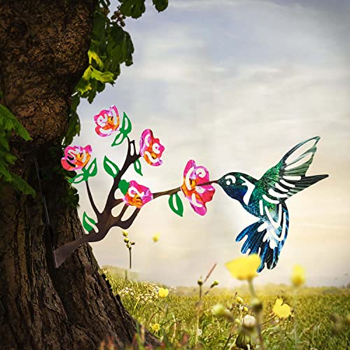 Vzvxcc Steel Hummingbird Metal Bird Decoration, Metal Birds Yard Decor, Hollowed Out Hummingbird Silhouette Garden Bird Statue, Tree Art For Garden Yard Patio Outdoor Decorations(Color) #TOP5