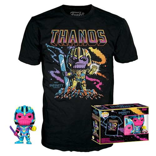 Funko Pop! & Tee: Marvel, Thanos, (BKLT), Large, (L), Marvel Comics, T-Shirt, Clothes With Collectable Vinyl Figure