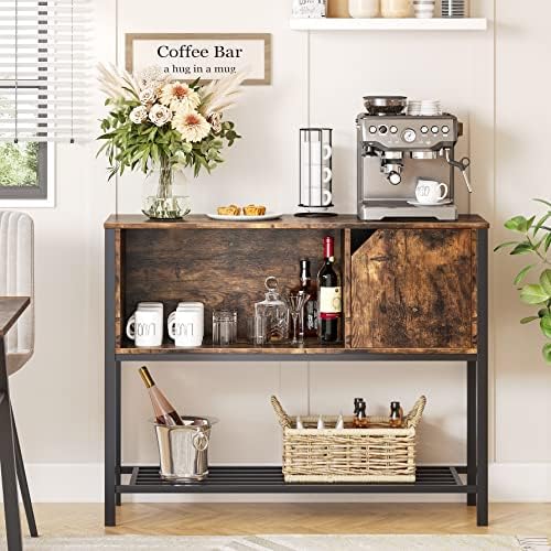 Bestier Kitchen Sideboard with Storage Buffet Cabinet Coffee Bar with Adjustable Shelves Console Table for Kitchen Dinning Room Living Room Hallway Entrance, Rustic Brown