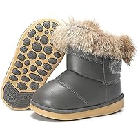 Gaatpot Boots for Girl Boy Snow Shoes Winter Boots Warm Lined Waterproof Baby Boots Black 21-30, dark grey, 21 EU