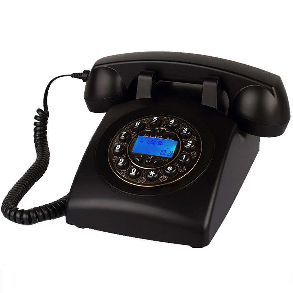 Klasyczny staromodny telefon retro, antyczny telefon stacjonarny do biura, domu, telefonu stacjonarnego, metalowy dzwonek