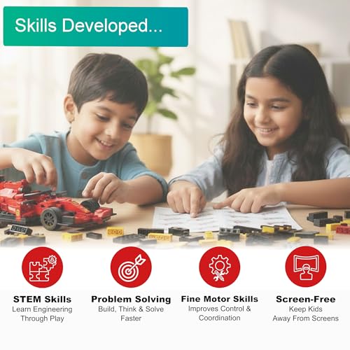 Image of Velocity X Racing Car Building Blocks Set - 225+ Pieces Toy Car Construction Kit for Kids 6+, Teens & Adults | Build 8 Unique Formula Race Cars | STEM Educational, Birthday Gift Toy