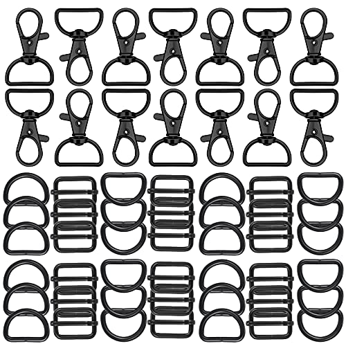 Hotop 56 Pcs D Rings Purse Hardware for Bag Making 25 mm Black