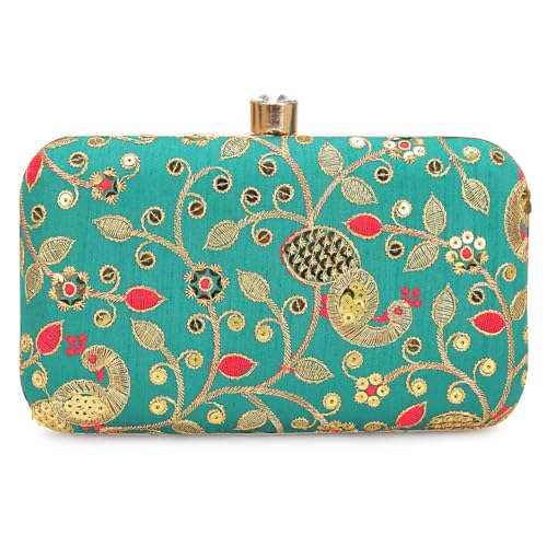 Image of LONGING TO BUY Hand Crafted Designer Box Clutch - Zari Embroidery For Women