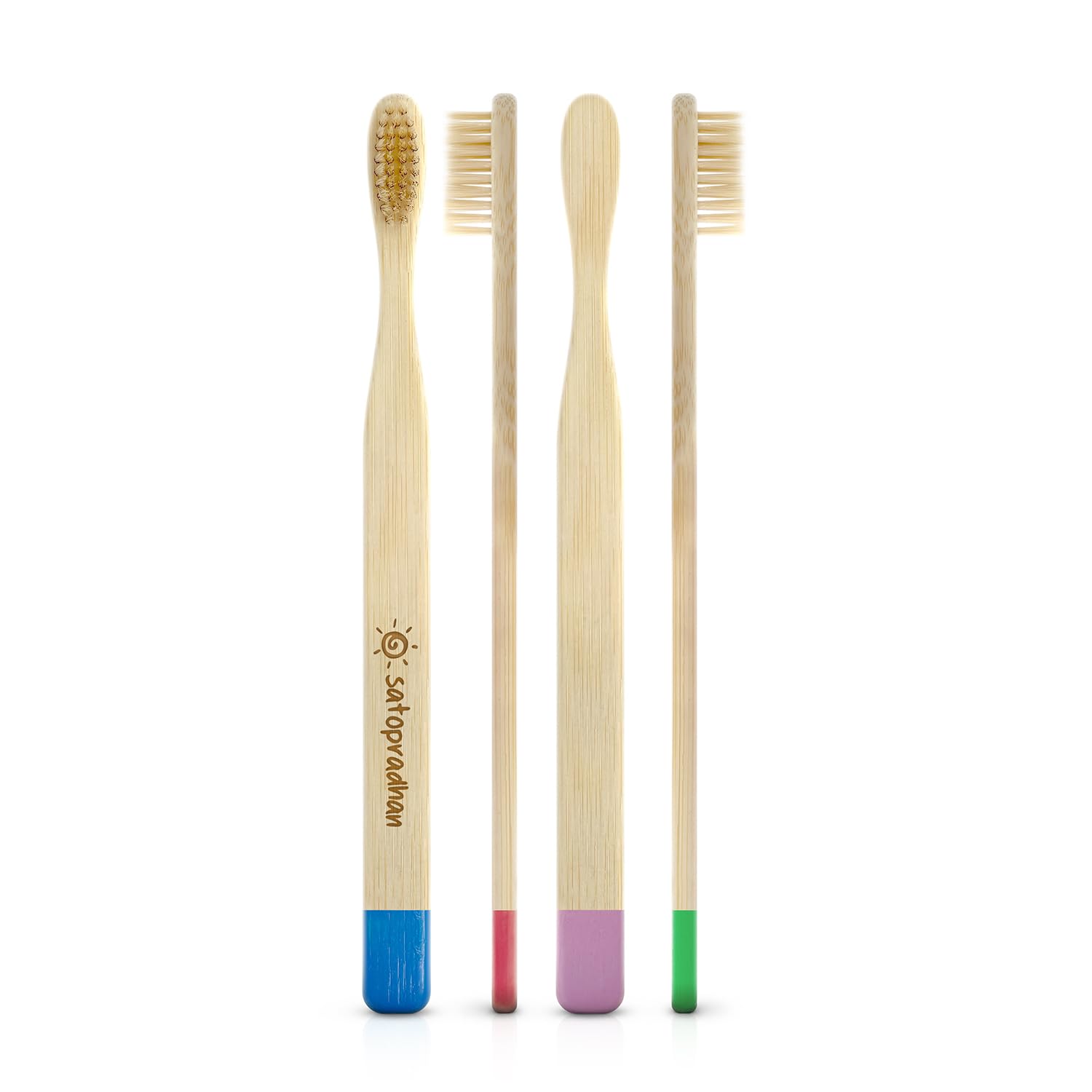 Satopradhan Bamboo Toothbrushes - Bamboo Handles & Gentle Bristles- Colored markings for easier identification - Set of 4 | Soft Bristles Sustainable Oral Care for Adults & Kids (B0D6LNVCTS) Amazon Price History, Amazon Price Tracker